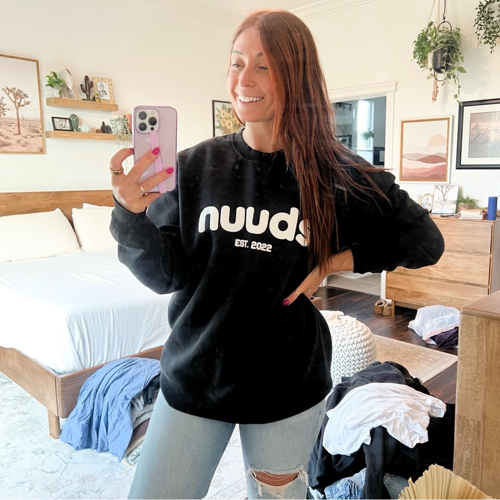 nuuds, birthday crewneck sweatshirt, black